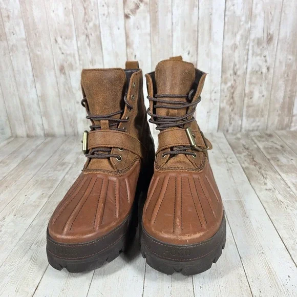 Polo Ralph Lauren‎ Oslo High BT WP Duck Boots Mens Brown Leather Size 8D